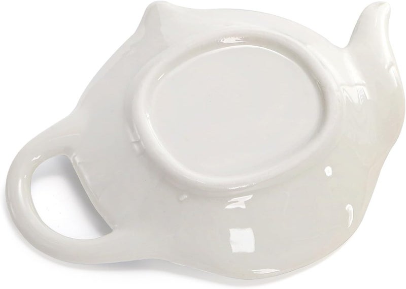 Elsjoy Set of 8 Teapot Shaped Teabag Holders for Used Tea Bag, Ceramic Tea Bag Coaster Porcelain Floral Tea Bag Dish Saucer, Vintage Teaspoon Rest for Tea Party - Image 5